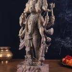 Vintage Panch Mukhi Hanuman Statue | 17.5" x 8.5" x 4.5" (44.5 x 21.6 x 11.4 cm) | 12 kg Five-Faced Sacred Art | Antique Divine Murti